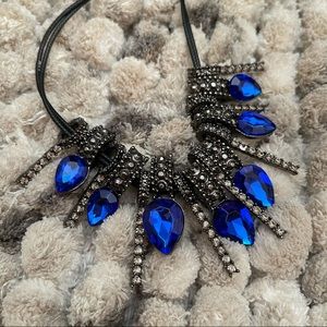 Chunky gunmetal and cobalt blue necklace